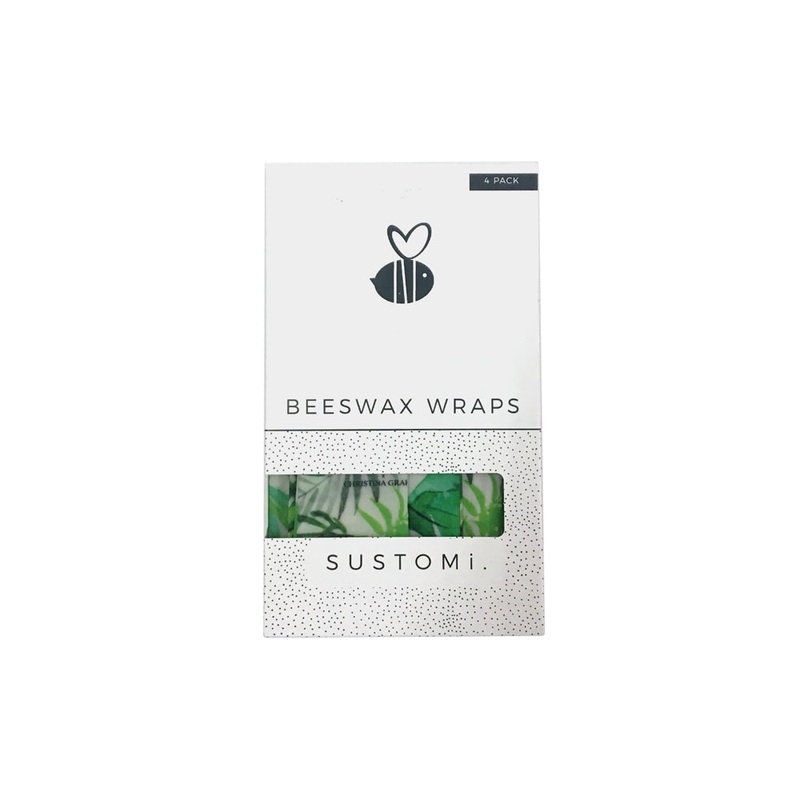 Beeswax Wraps Tropical Fronds 4 Pack: 1S 1M 1L 1XL