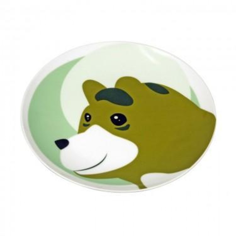 Ceramic Animal Plate Brown Bear