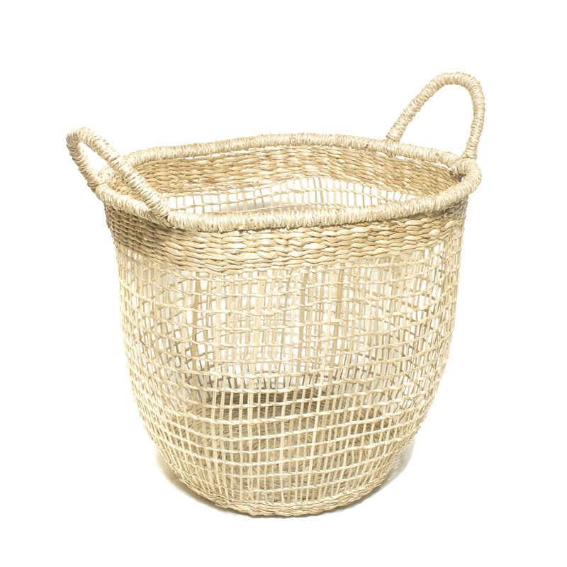Split Seagrass Round Basket with Ear Handles Size L