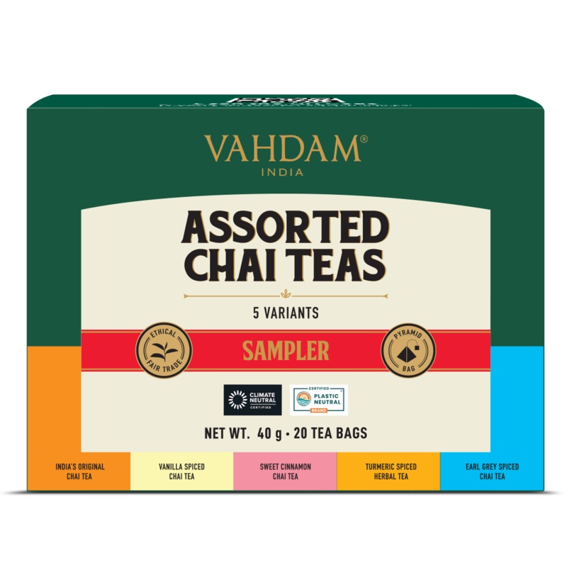 Assorted Chai Teas Sampler, 5 Variants