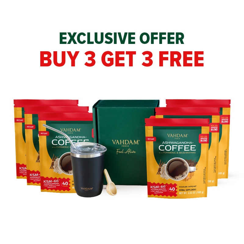 Ashwagandha Coffee (3+3 Free Pack + 7 FREE Gifts worth $48 Additional)