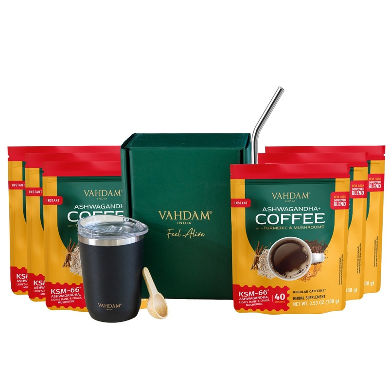 Ashwagandha Coffee (3+3 Packs with 7 Free Gifts worth $48 Included)