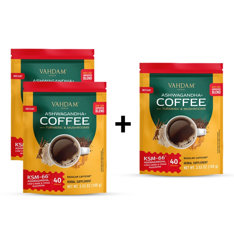 Ashwagandha Coffee 3 Packs|60 Day Supply | 120 Servings  30-Day Money Back Guarantee