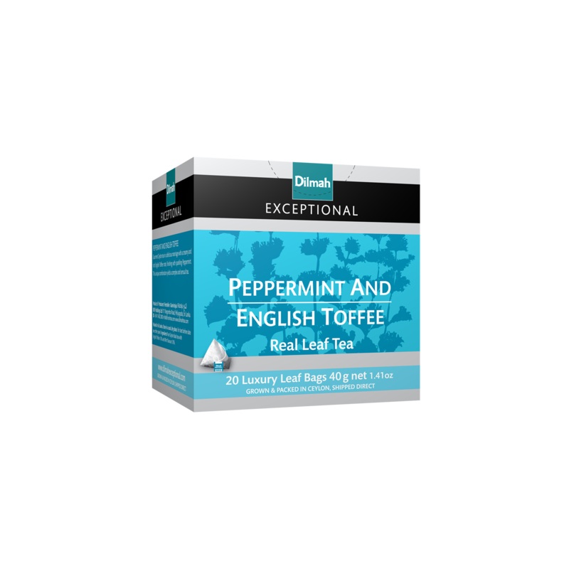 EXCEPTIONAL PEPPERMINT & ENGLISH TOFFEE – 20 LEAF TEA BAGS