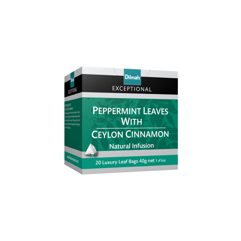 EXCEPTIONAL PEPPERMINT LEAVES WITH CEYLON CINNAMON – 20 LEAF TEA BAGS