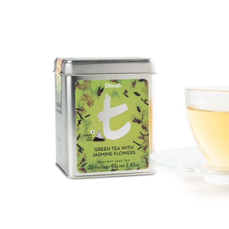 t-Series Green Tea with Jasmine Flowers Tin Caddy – 20 Luxury Tea Bags