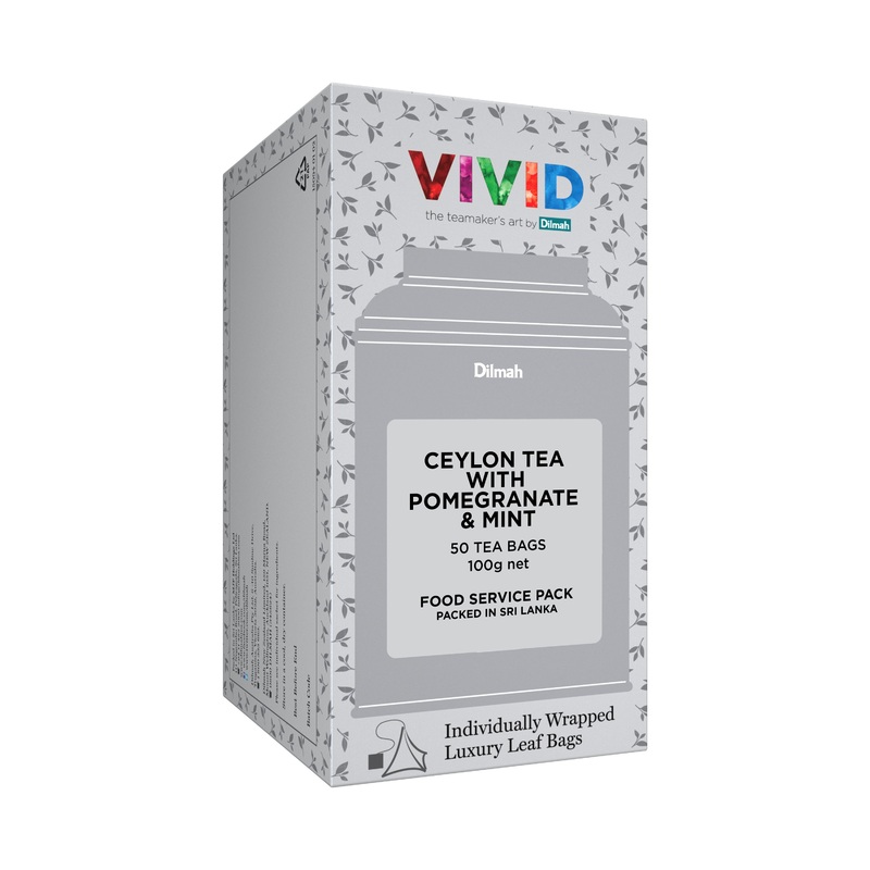 Vivid Ceylon Tea with Pomegranate and Mint – 50 Leaf Tea Bags (Individually Wrapped)