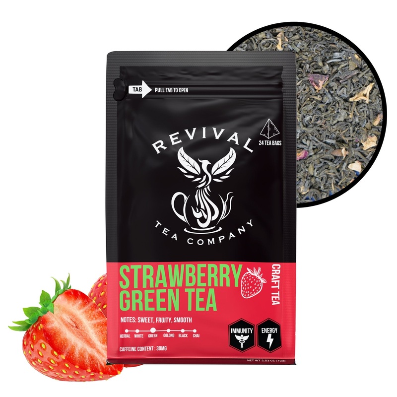 Strawberry Green Tea|Tea Bags 24 Count|Loose Leaf 6 Ounces