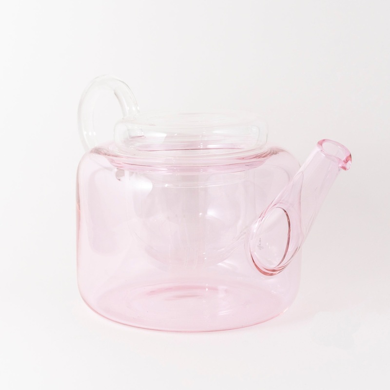 Pink glass teapot