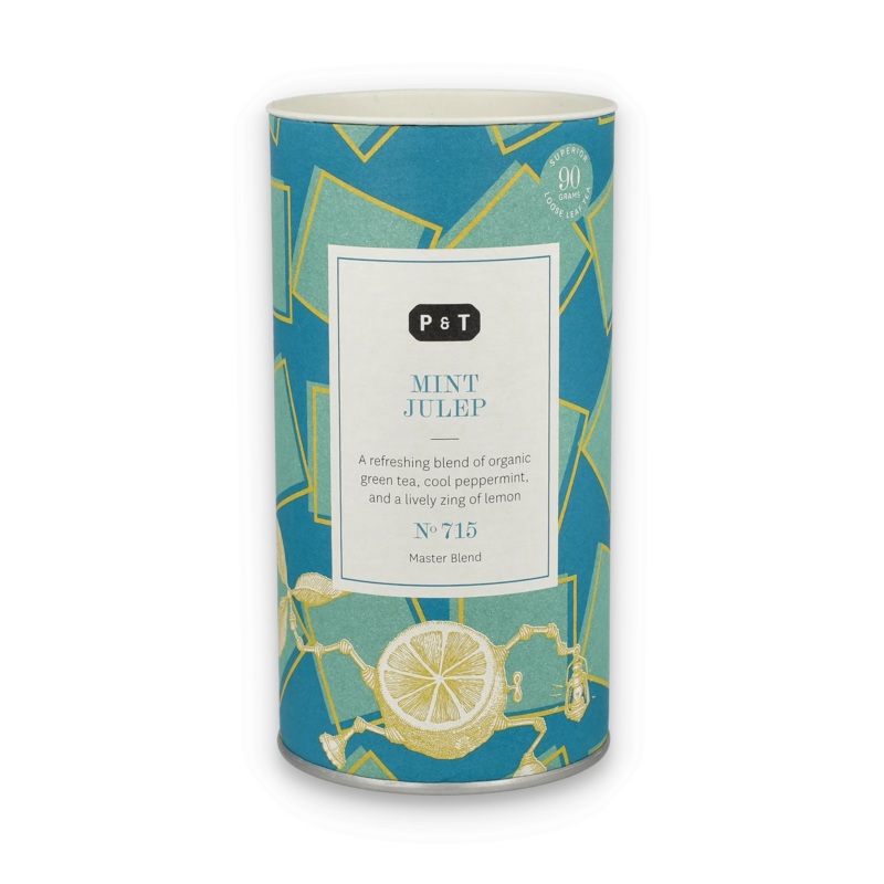 Blended Green Tea Mint Julep|Caddy – 90g brews 22 cups|15 Tea Bags – 45g brews 15 cups|Refill Bag – 250g brews 62 cups
