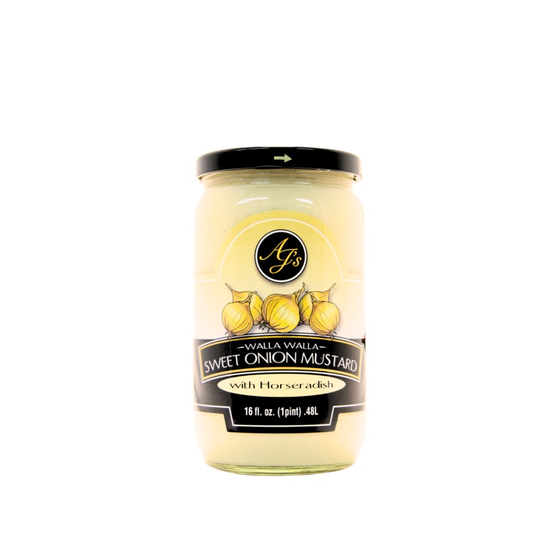 AJ’s – Walla Walla Sweet Onion Mustard with Horseradish 16 oz.