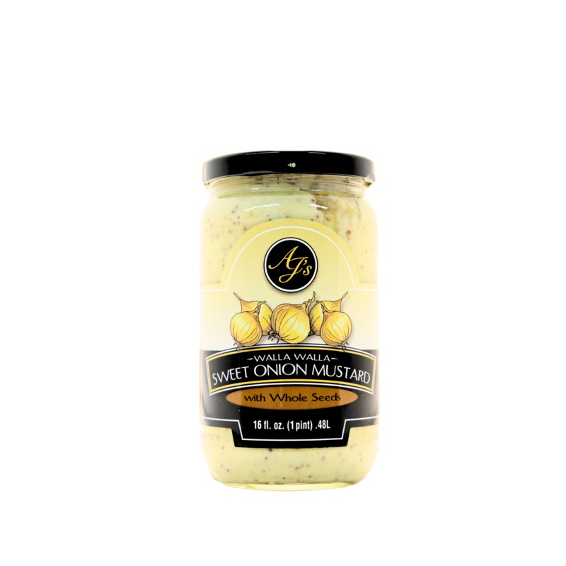 AJ’s – Walla Walla Sweet Onion Mustard with Whole Seeds 16 oz.