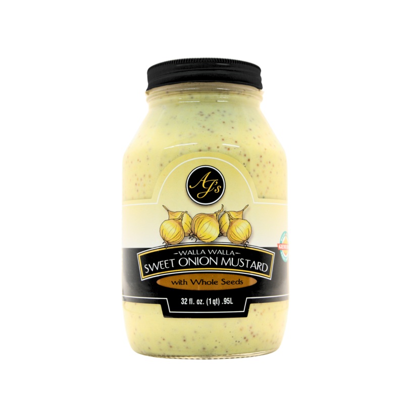AJ’s – Walla Walla Sweet Onion Mustard with Whole Seeds 32 oz.