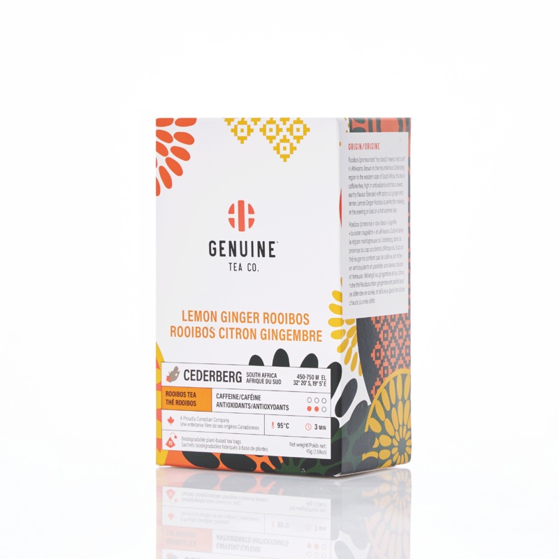 Pyramid Tea Bags – Lemon Ginger Rooibos Herbal Tea