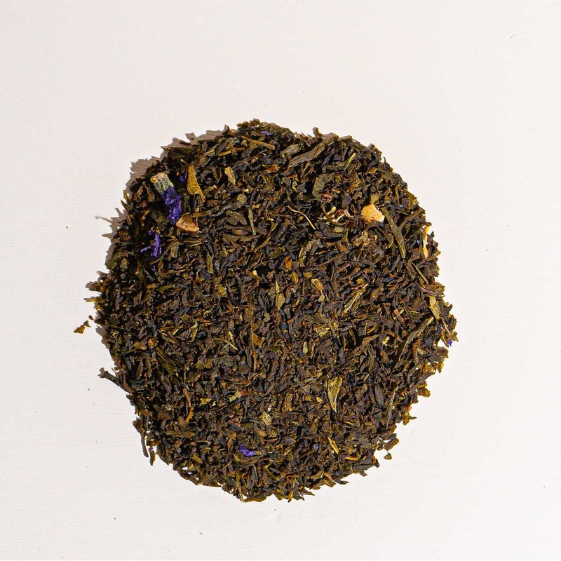 Blue Mango Green Tea|1 oz Loose Tea Sample|2oz Loose Tea|4 oz bag of loose tea|4 oz tin of loose tea|8 oz bag of loose tea|16 oz bag of loose tea|4.4 lb (2 kg) bag of loose tea