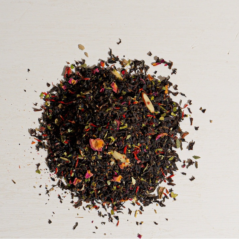 Cherry Almond Tea|1 oz loose tea sample|4 oz bag of loose tea|4 oz tin of loose tea|8 oz bag of loose tea|16 oz bag of loose tea|4.4 lb (2 kg) bag of loose tea