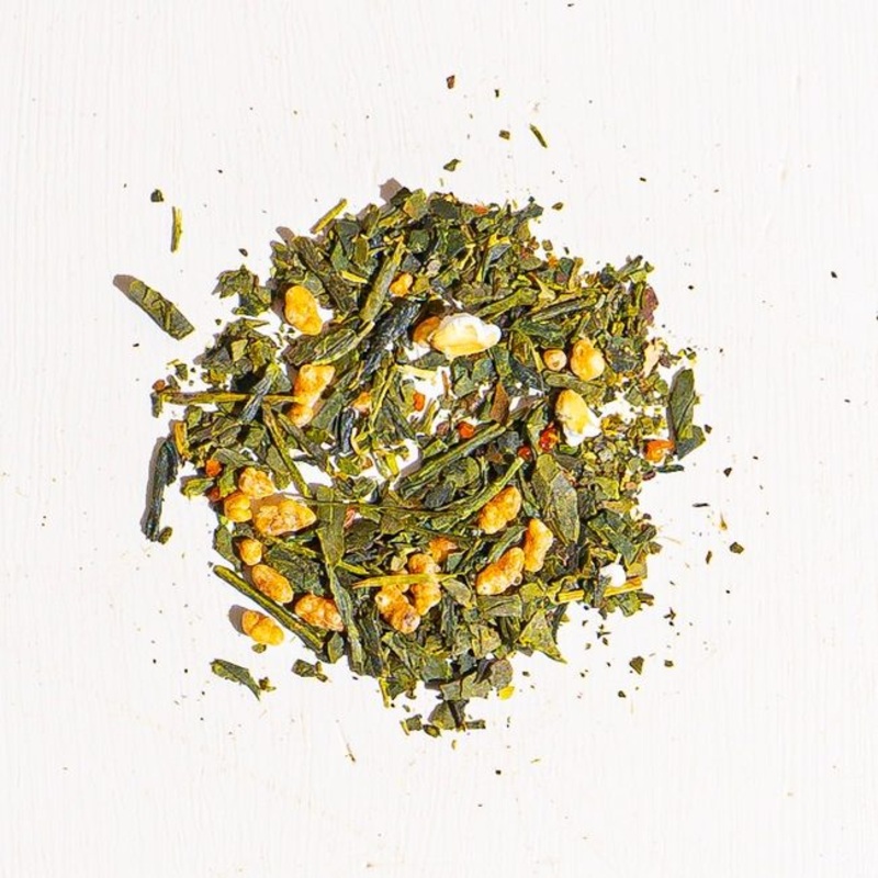 Genmaicha Tea|1 oz Loose Tea Sample|2oz Loose Tea|4 oz bag of loose tea|4 oz tin of loose tea|8 oz bag of loose tea|16 oz bag of loose tea|4.4 lb (2 kg) bag of loose tea