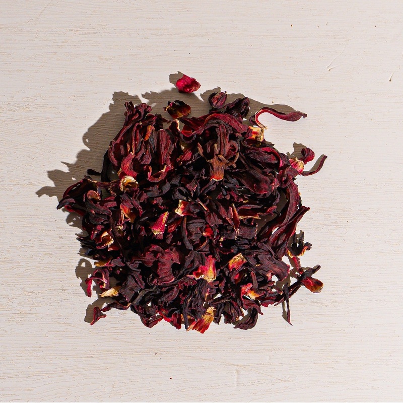 Hibiscus Herbal Tea|1 oz loose tea sample|1.5 oz tin of loose tea|4 oz bag of loose tea|8 oz bag of loose tea|16 oz bag of loose tea|2.2lb (1 kg) bag of loose tea