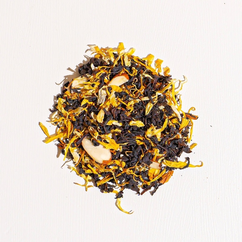 Almond Tea|1 oz loose tea sample|4 oz bag of loose tea|4 oz tin of loose tea|8 oz bag of loose tea|16 oz bag of loose tea|4.4 lb (2 kg) bag of loose tea