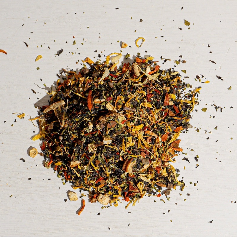 Orange Spice Decaf Tea|1 oz loose tea sample|2oz Loose Tea|4 oz bag of loose tea|4 oz tin of loose tea|8 oz bag of loose tea|16 oz bag of loose tea|4.4 lb (2 kg) bag of loose tea