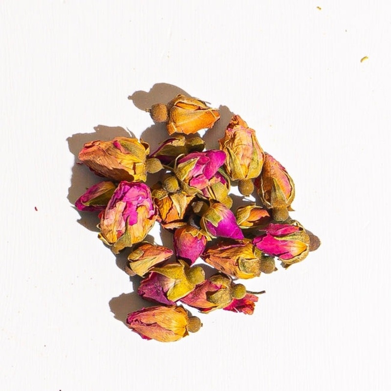 Rose Buds Organic|1 oz loose tea sample|2 oz tin of loose tea|4 oz bag of loose tea|4 oz tin of loose tea|8 oz bag of loose tea|16 oz bag of loose tea|1.65 lb (.75 kg) bag of loose tea