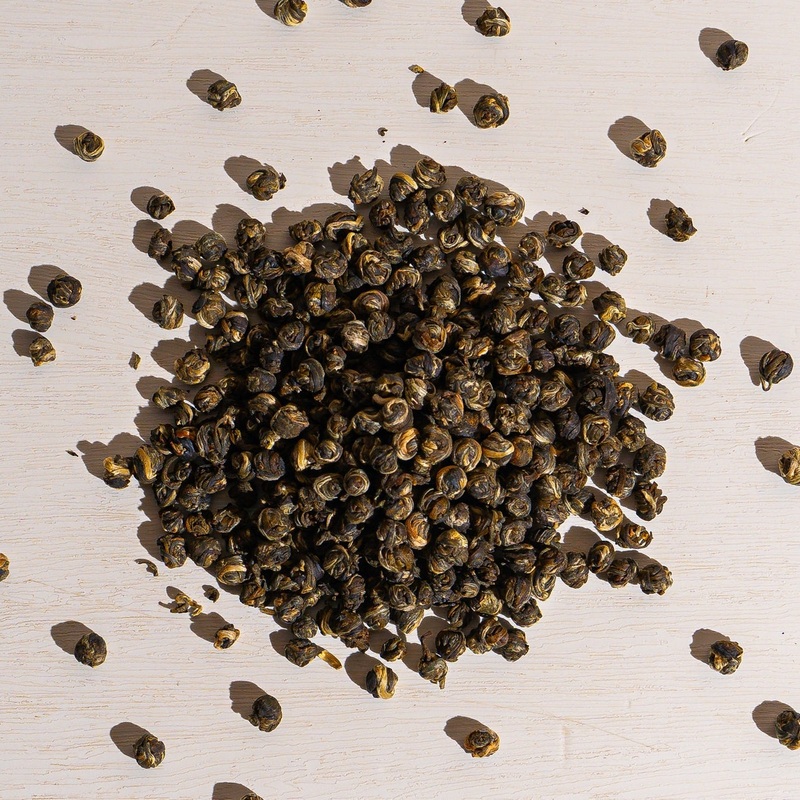 Jasmine Dragon Pearls|1 oz loose tea sample|4 oz bag of loose tea|4 oz tin of loose tea|8 oz bag of loose tea|16 oz bag of loose tea|2.2 lb (1 kg) bag of loose tea