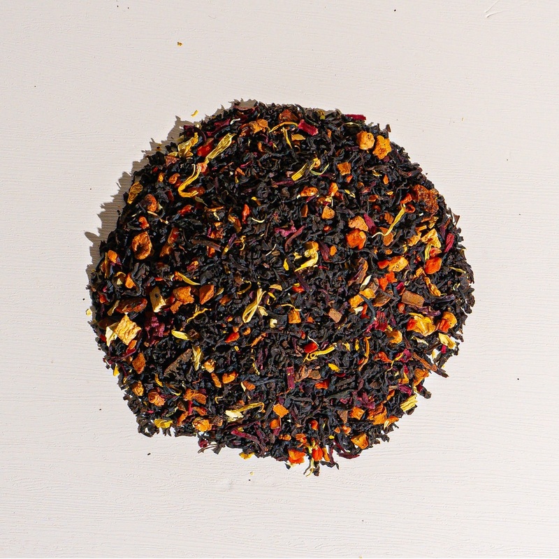 Pumpkin Cream Tea|1 oz loose tea sample|4 oz bag of loose tea|4 oz tin of loose tea|8 oz bag of loose tea|16 oz bag of loose tea