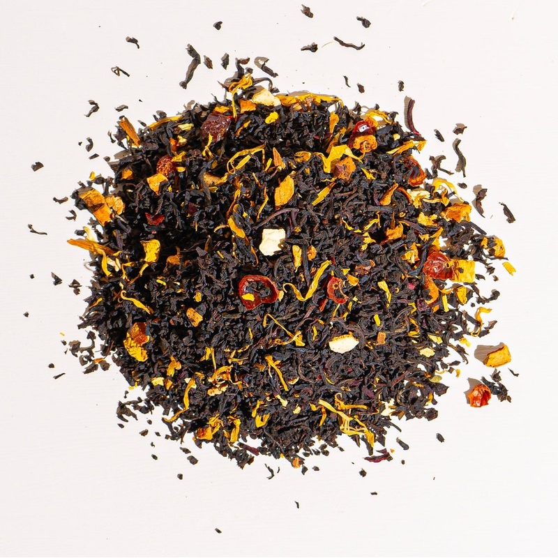 Pumpkin Spice Tea|1 oz loose tea sample|4 oz bag of loose tea|4 oz tin of loose tea|8 oz bag of loose tea|16 oz bag of loose tea|4.4 lb (2 kg) bag of loose tea