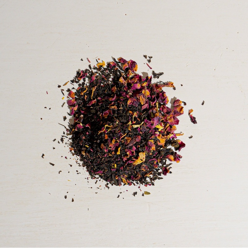 Chocolate Rose Tea|1 oz loose tea sample|4 oz bag of loose tea|4 oz tin of loose tea|8 oz bag of loose tea|16 oz bag of loose tea|3 lb bag of loose tea