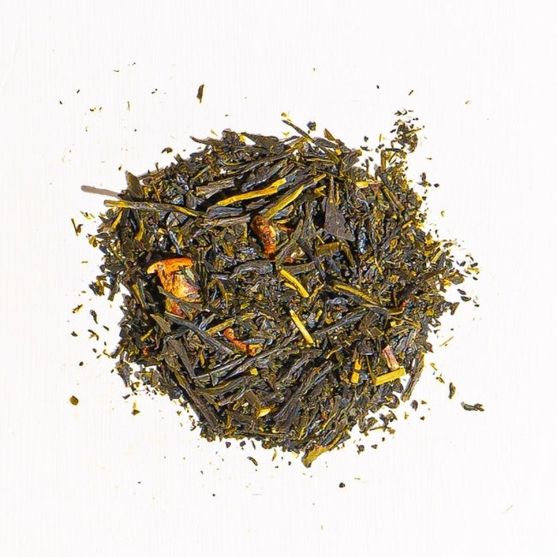 Apple Sencha|1 oz bag loose tea sample|4 oz bag of loose tea|4 oz tin of loose tea|8 oz bag of loose tea|16 oz bag of loose tea