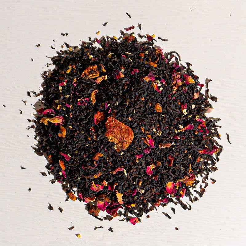 Strawberry Colada Tea|1oz loose tea sample|4oz bag of loose tea|4 oz tin of loose tea|8oz bag of loose tea|16oz bag of loose tea|4.4 pound bag of loose tea
