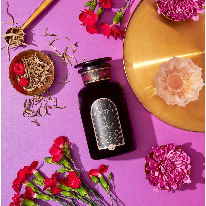 Raspberry Earl White Tea|Sampler Pouch (10 cups)|Violet Glass Travel Jar (10-15 cups)|Luxe Pouch (60+ cups)|Violet Glass Apothecary Jar (60+ cups)|Bulk Pouch (150+ cups)
