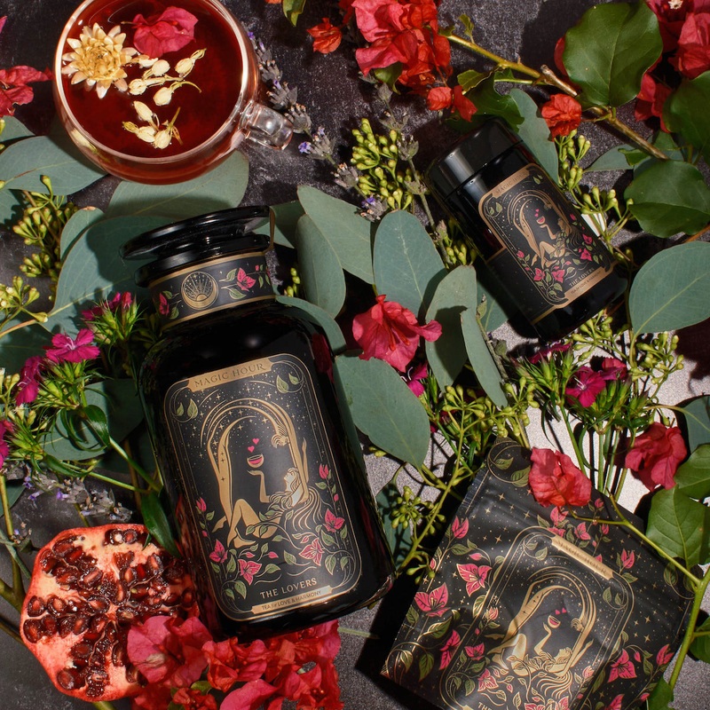 The Lovers Box|The Lovers Box with Violet Glass Apothecary Jar of Tea (65-75 Cups)|The Lovers Box with Luxe Refill Pouch of Tea (65-75 Cups)|The Lovers Box with Traveler Jar (10-15 Cups)|The Lovers Box with Sampler Pouch (10-15 Cups)