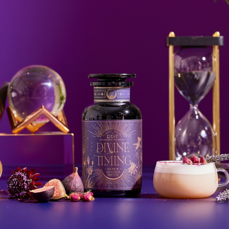 Divine Timing Rest|Sampler Pouch|Luxe Refill Pouch|Violet Glass Apothecary Jar
