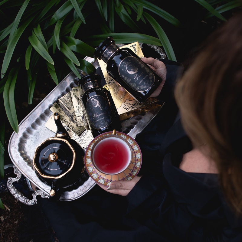 Astrology Tea Journey|Sampler Pouch (10-15 Cups)|Collectible Violet Glass Traveler Jar (10-15 Cups)|Collectible Violet Glass Apothecary Jar (60-75 Cups)