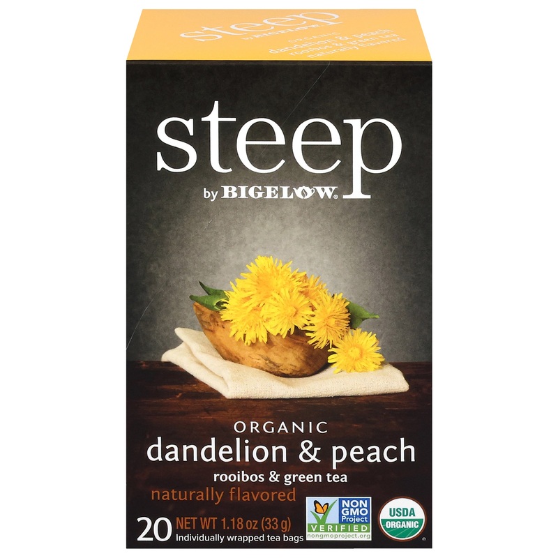 organic dandelion and peach rooibos and green tea
