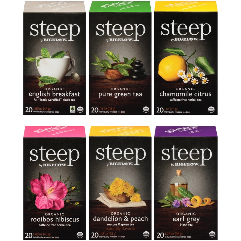 organic black, green and herbal tea 6 flavor variety pack