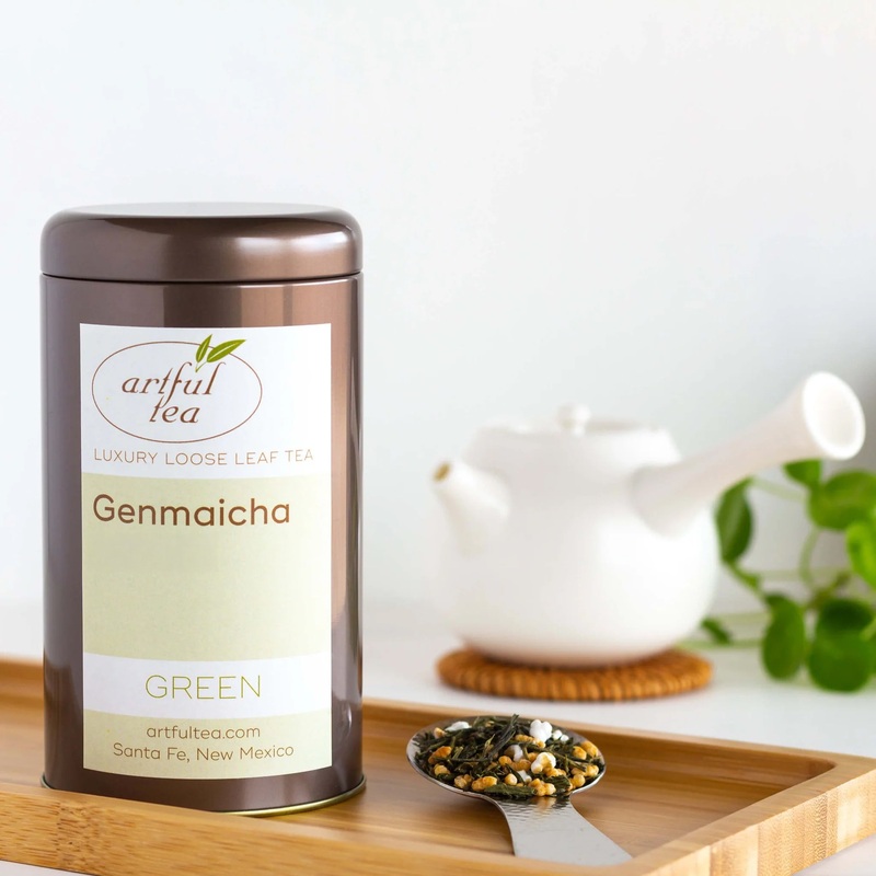 Genmaicha Green Tea|Small – 4 oz Kraft Bag|Small – 4 oz Tin|Medium – 8 oz Kraft Bag|Large – 16 oz Kraft Bag
