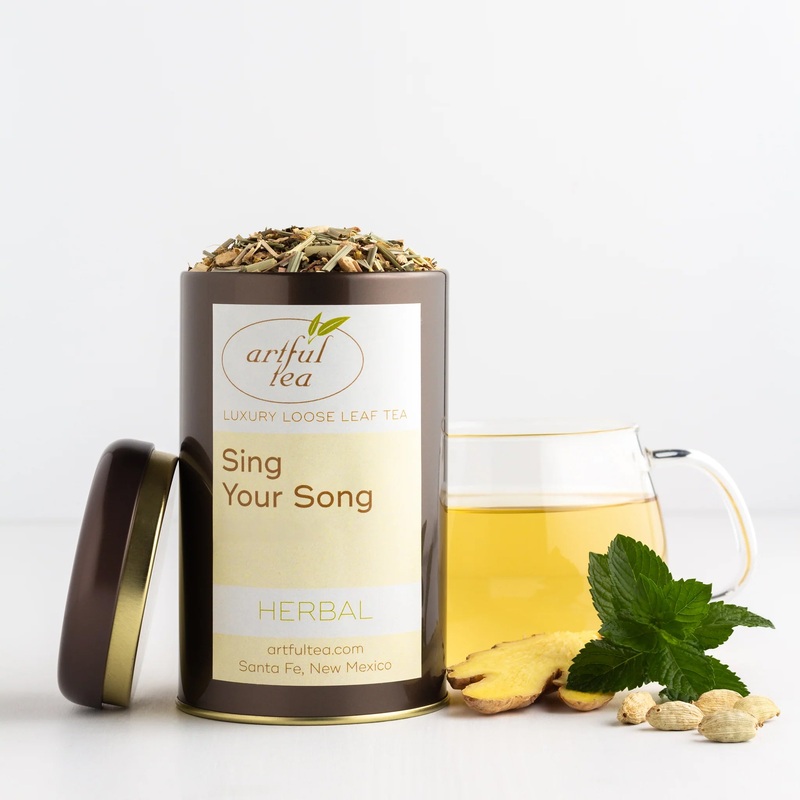 Sing Your Song Herbal Tea|3.5 oz Tin – $20|3.5 oz Kraft Bag – $16|7 oz Kraft Bag – $30|14 oz Kraft Bag – $56