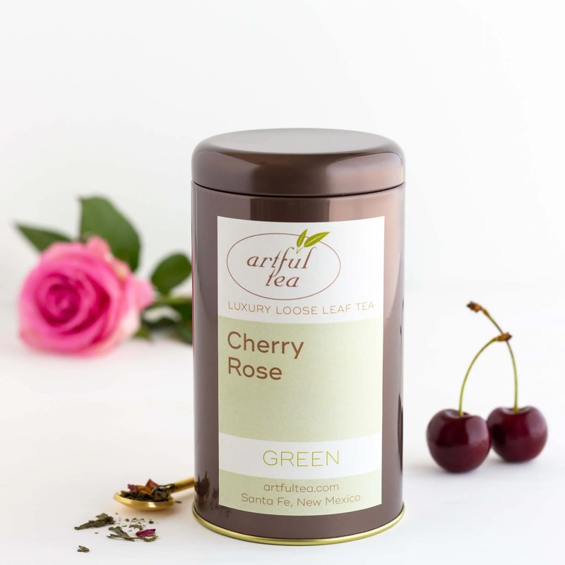 Cherry Rose Green Tea|Small – 3.5 oz Kraft Bag|Small – 3.5 oz Tin|Medium – 7 oz Kraft Bag|Large – 14 oz Kraft Bag