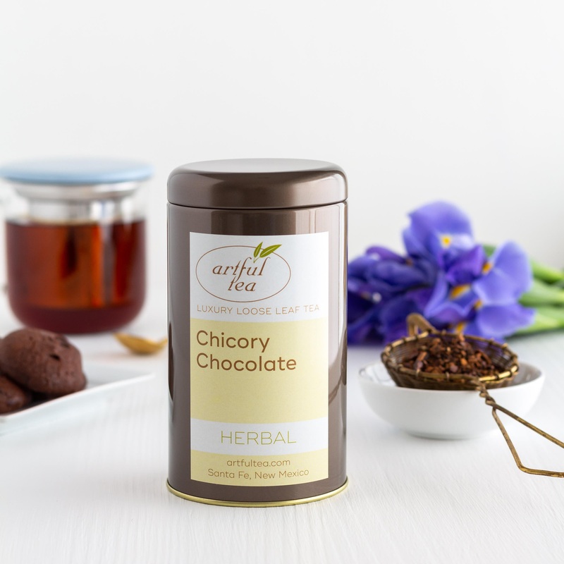 Chicory Chocolate Herbal Tea|6 oz Tin – $22|6 oz Kraft Bag – $18|12 oz Kraft Bag – $34|24 oz Kraft Bag – $64