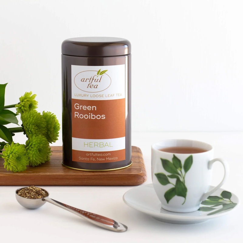 Green Rooibos Herbal Tea|4 oz. Tin – $20|4 oz. Kraft Bag – $16|8 oz. Kraft Bag – $30|16 oz. Kraft Bag – $56