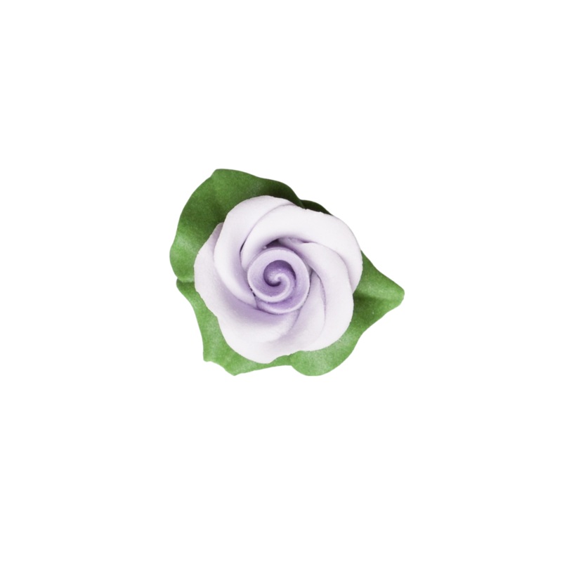 1 Rose w/ Icing Leaves –  Lavender