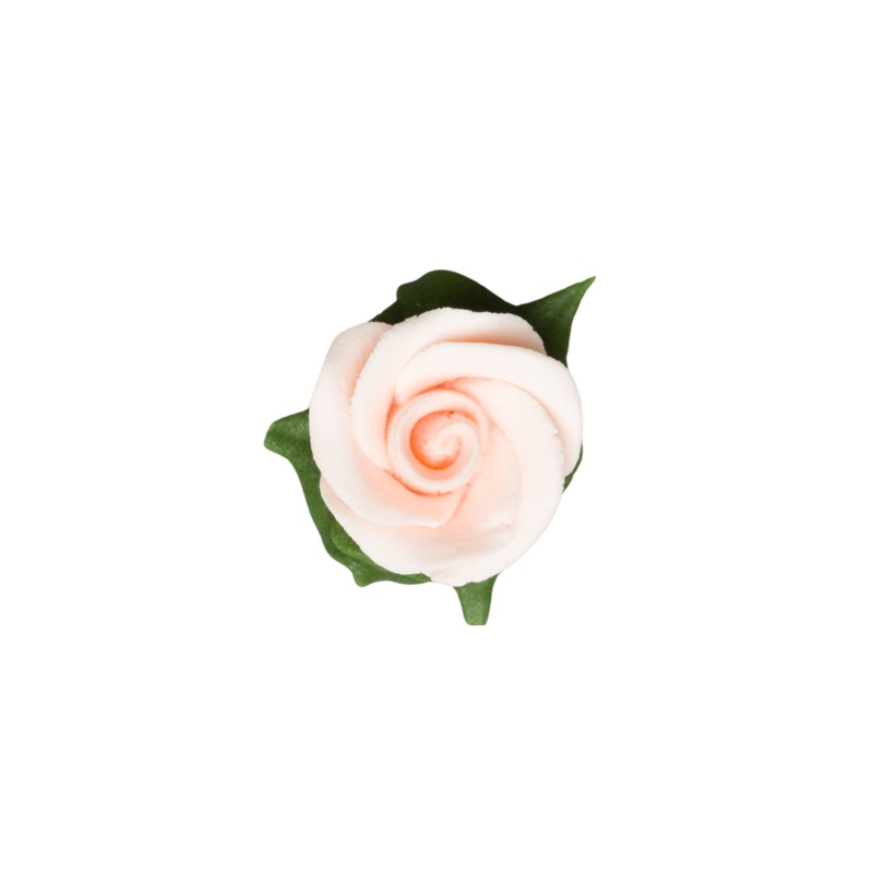 1 Rose w/ Icing Leaves –  Peach