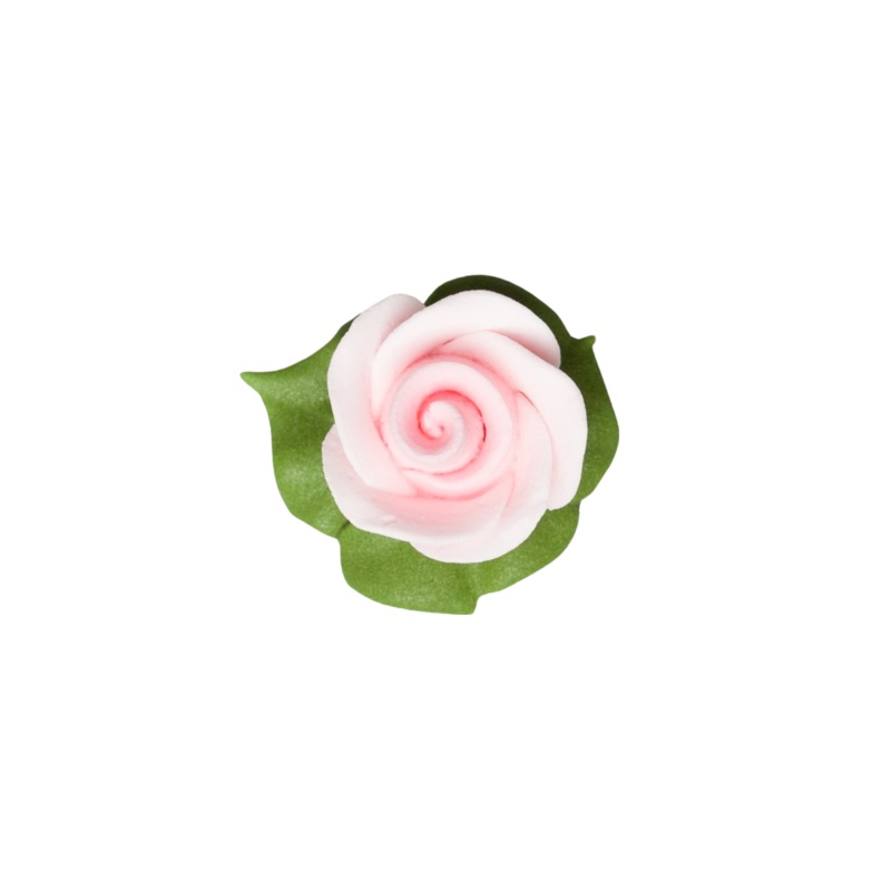 1 Rose w/ Icing Leaves –  Pink