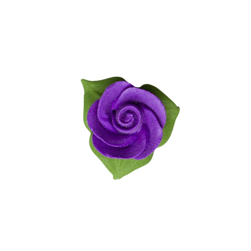 1 Rose w/ Icing Leaves –  Purple