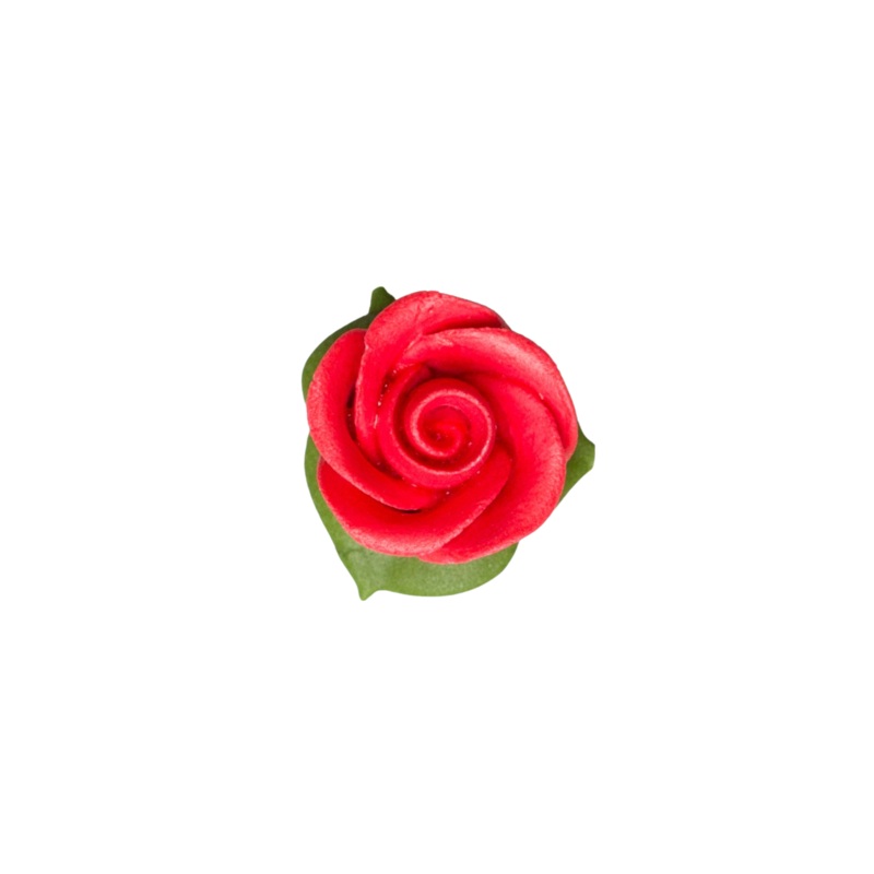 1 Rose w/ Icing Leaves –  Red|Box|Piece