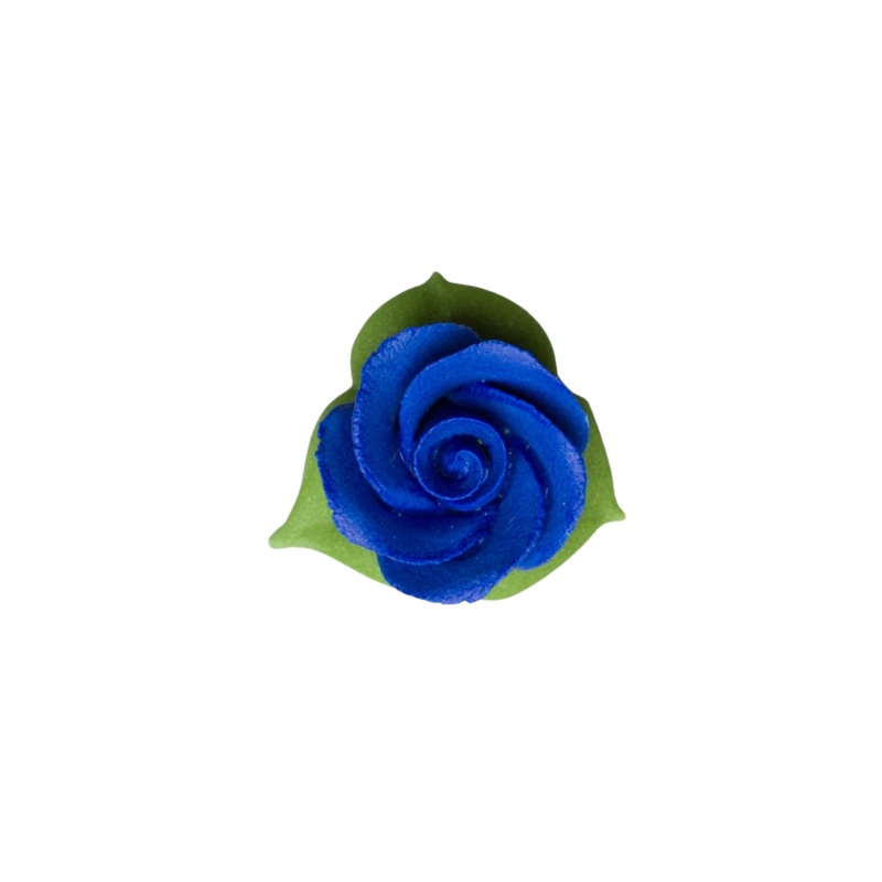 1 Rose w/ Icing Leaves –  Royal Blue